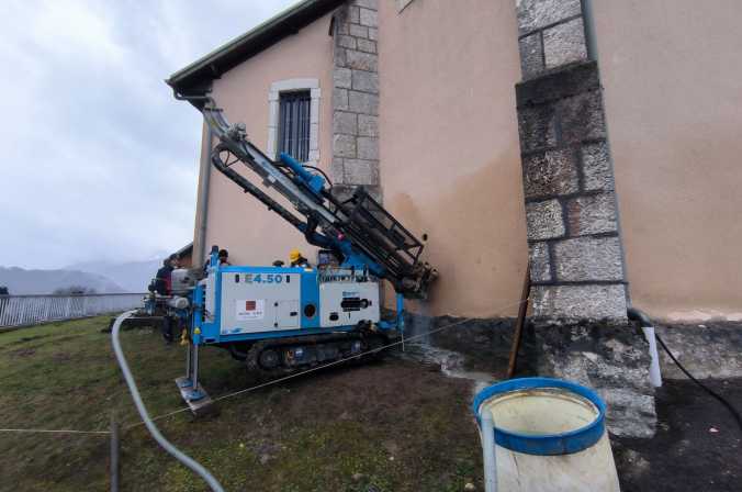 Carottage pour contrôle de maçonnerie à Vinzier (74)